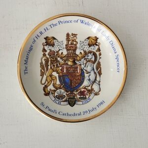 Vintage Pride Of Britain Royal Wedding 1982 Bone China Trinket Dish 4.5" Mint